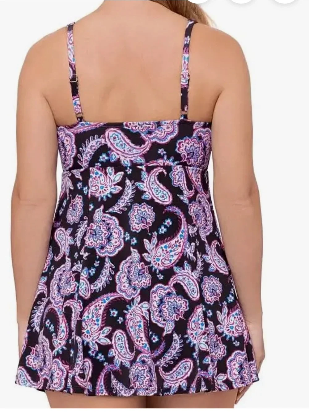 Swim Solutions NWT 10 Black pink blue Paisley SLIMMING One-Piece Swimdress - Picture 2 of 8
